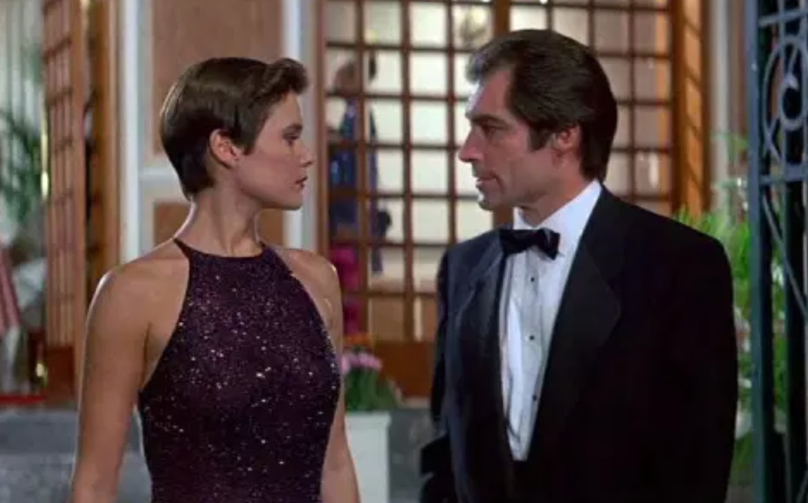 Carey Lowell with Timothy Dalton as James Bond