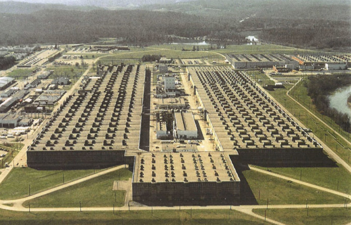 The K-25 uranium enrichment plant at Oak Ridge, Tennessee