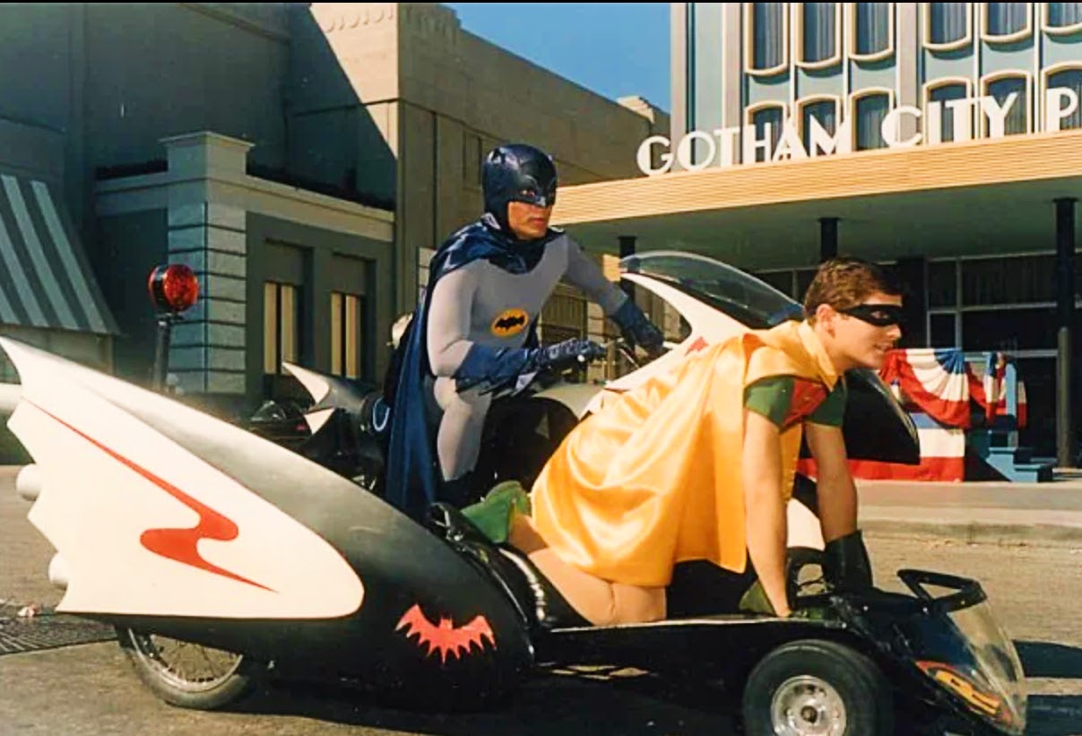 Batcycles with Batman and Robin