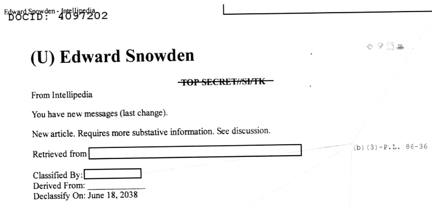 Edward Snowden Intellipedia page