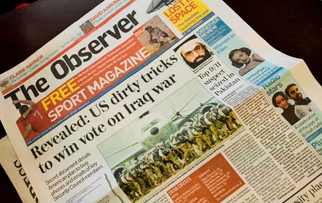 The Observer headline on Iraq dirty tricks