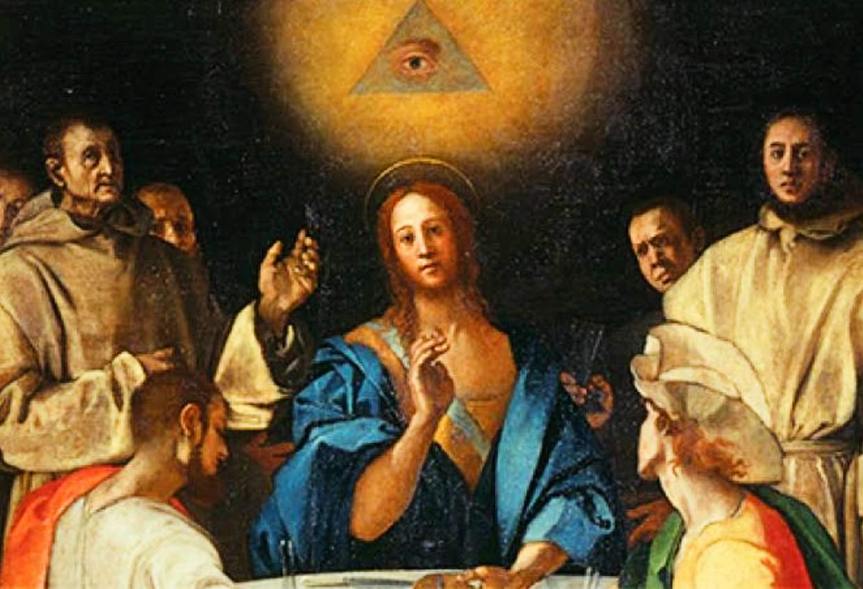 A painting of Pontormo’s Supper at Emmaus (1525) uses the Eye of Providence