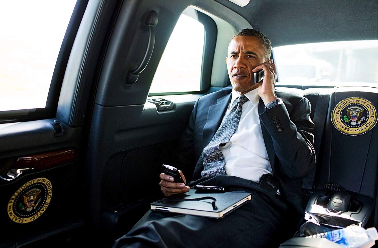 The US President's vehicle known as The Beast where Barack Obama is working