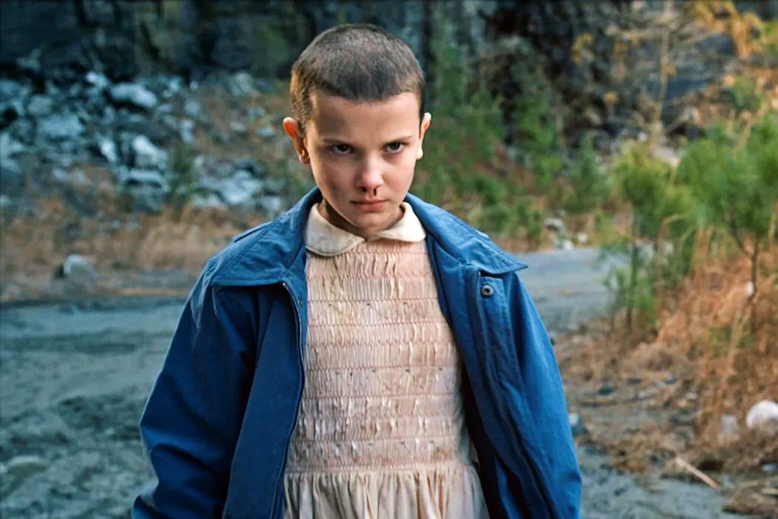 Spanish-born British/American actress Millie Bobby Brown as Eleven in Season One