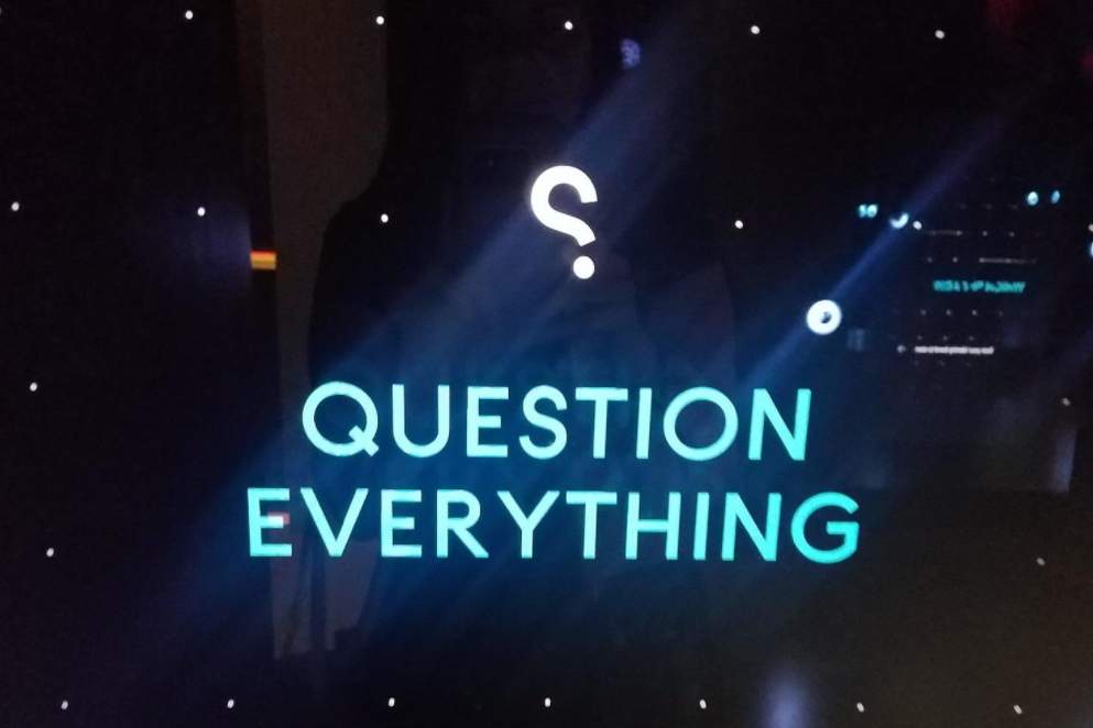 SPYSCAPE: Question Everything sign