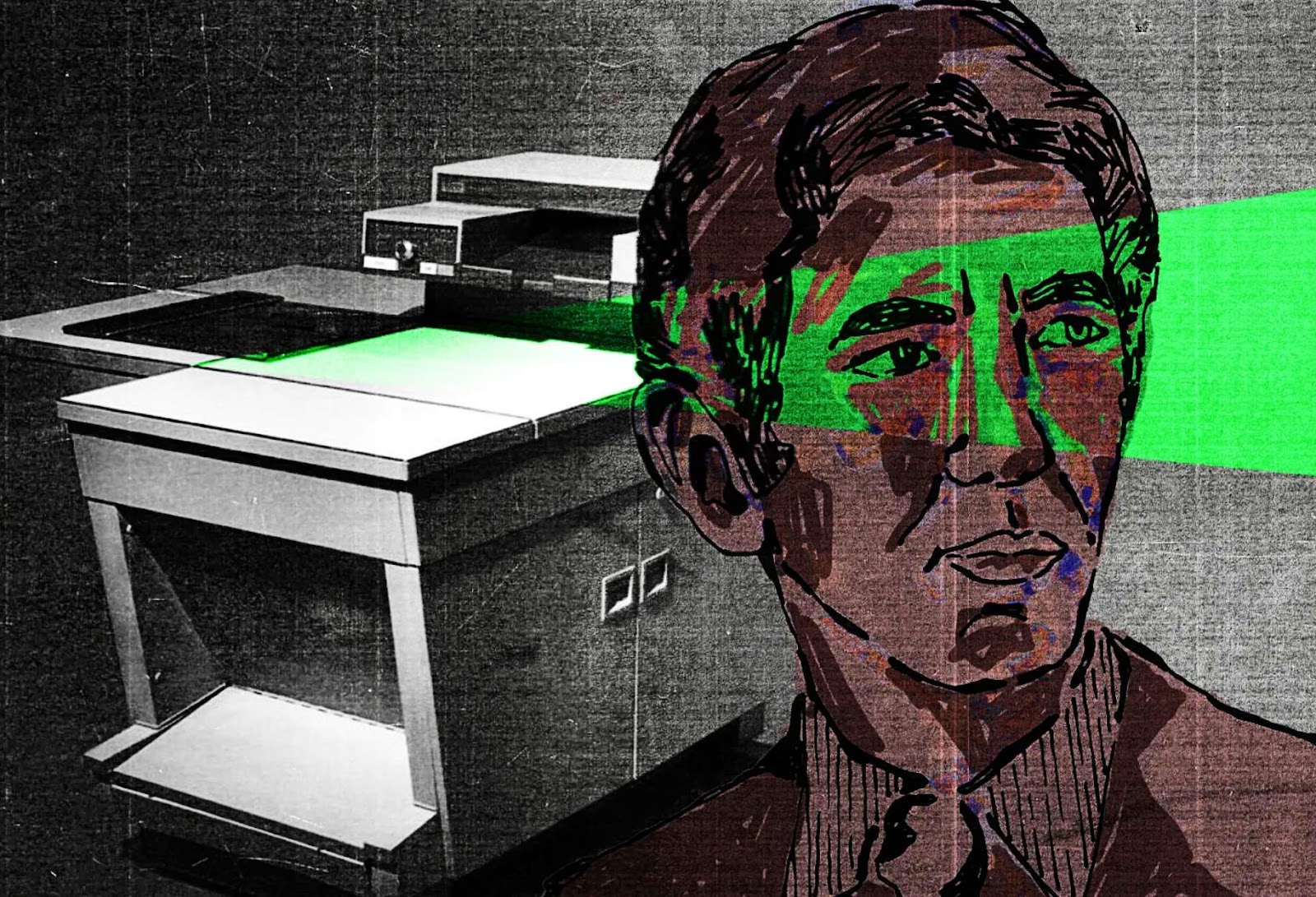 An illustration of Daniel Ellsberg, Pentagon Papers whistleblower 1971