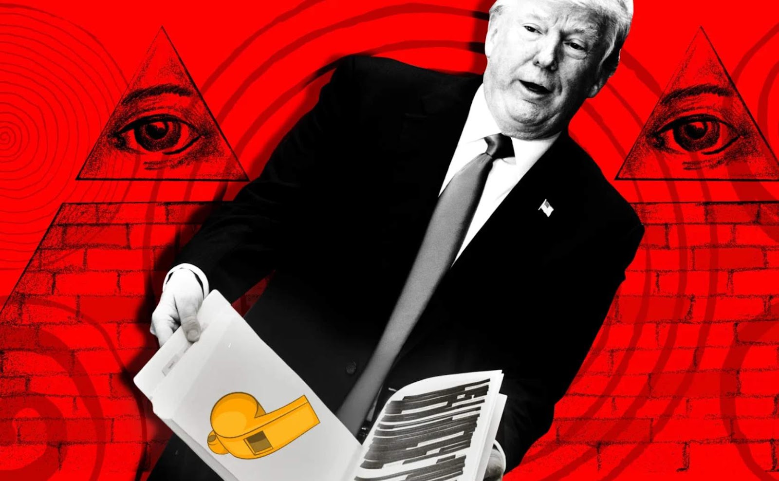 Illustration of Trump, who saw many whistleblowers during his presidency