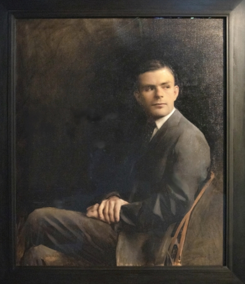 A painting of Bletchley Park Codebreaker Alan Turing