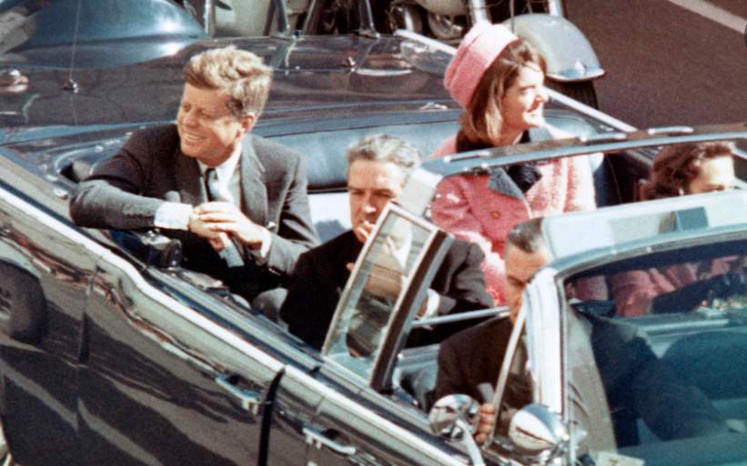 John F. Kennedy and Jackie Kennedy in the presidential motorcade