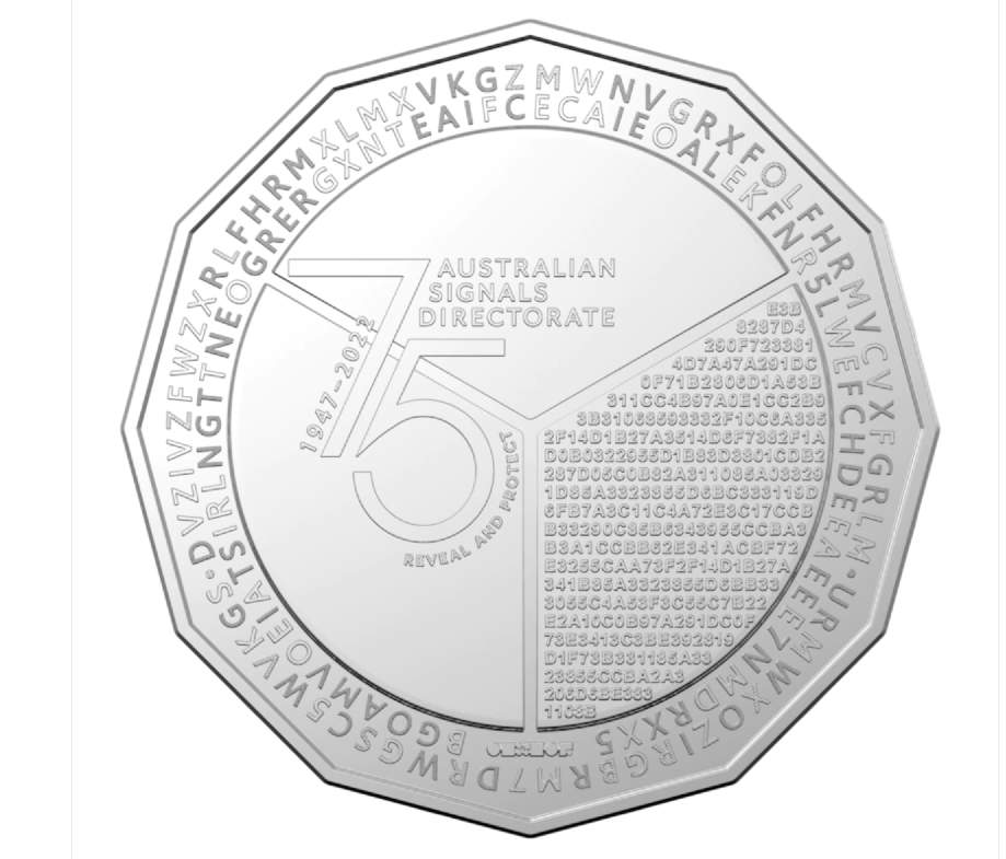 The Australian Signals Directorate has produced a cryptic coin for the 75th anniversary