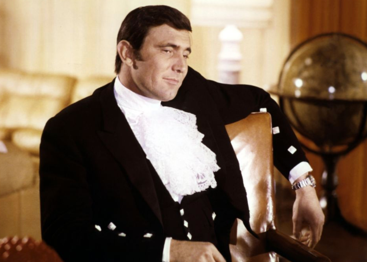 George Lazenby smiles during his one Bond movie On Her Majesty's Secret Service