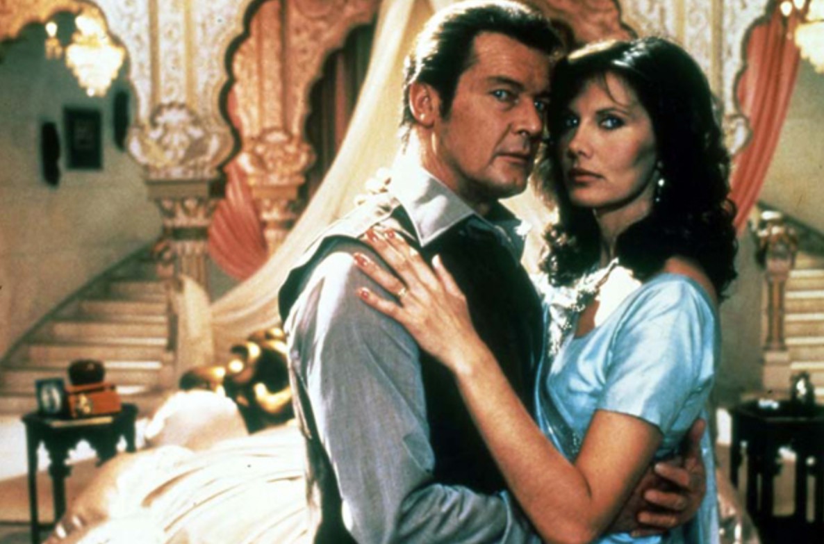 Actress Maud Adams starred in three James Bond films; she is seen here with Roger Moore