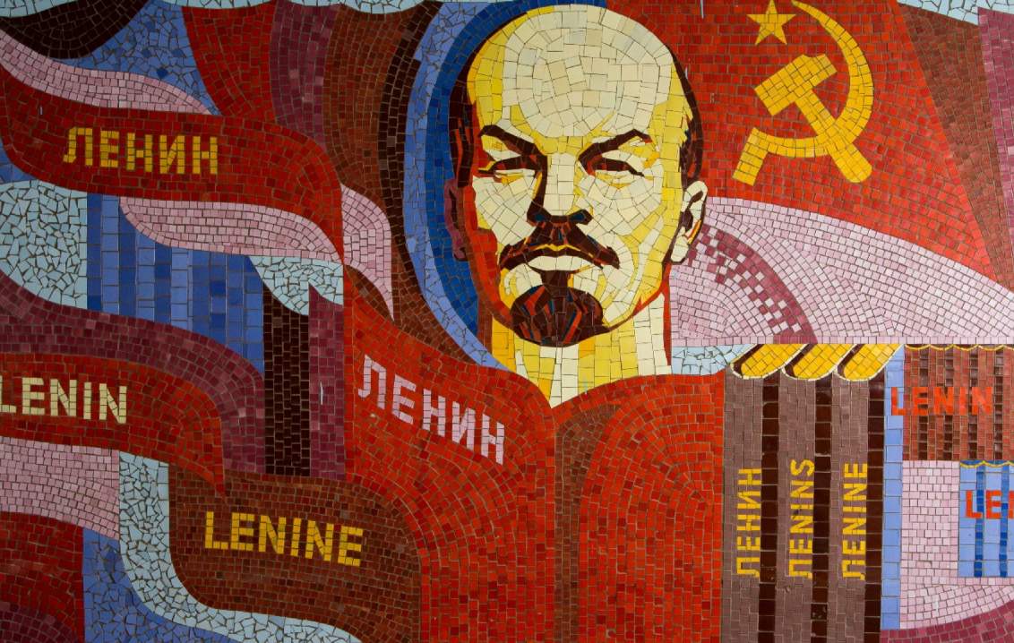 A mural of Vladimir Lenin who led the Soviet revolution in 1917