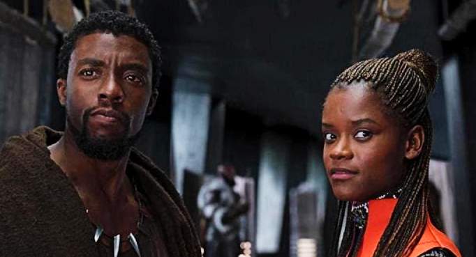 Wright with actor Chadwick Boseman in the original Black Panther movie