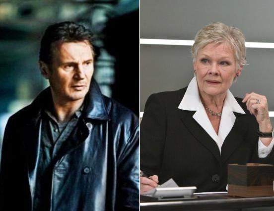 Bryan Mills (Liam Neeson) in Taken and James Bond’s ‘M’ (Judi Dench) 