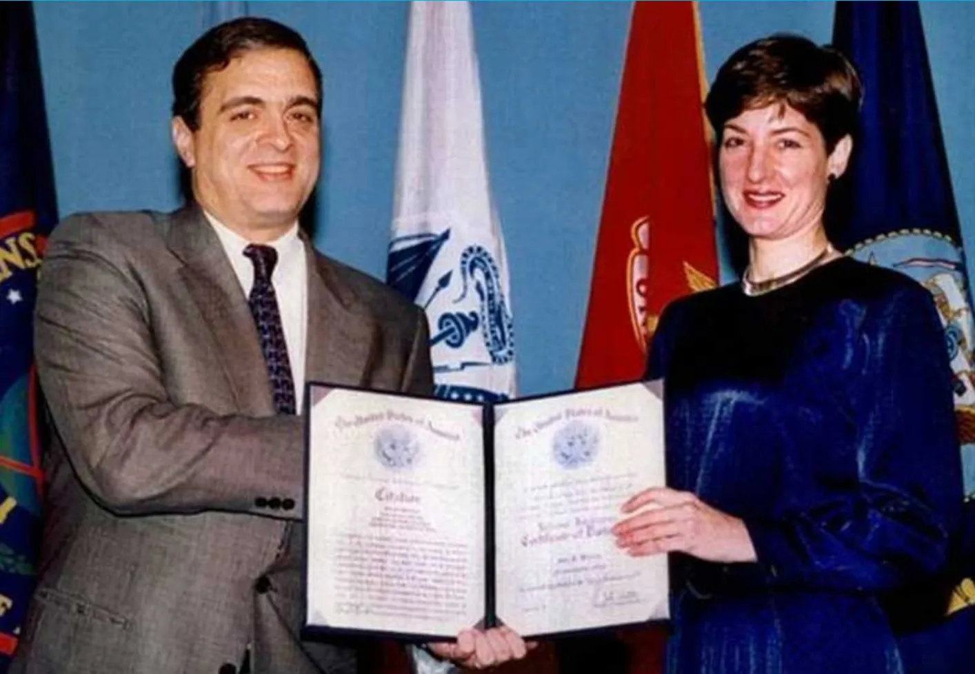 CIA Director George Tenet presents an award to Ana Montes