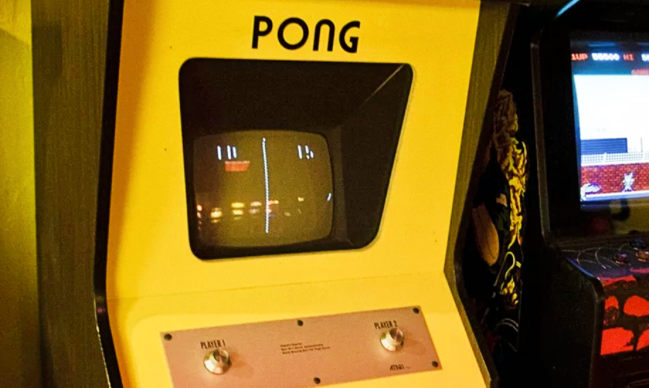 Pong in a video arcade, the game that changed gaming forever