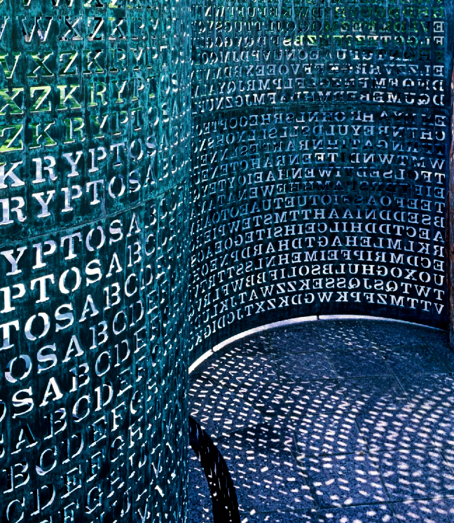 The CIA Kryptos sculpture by Jim Sanborn with help from assistant David Sheldon