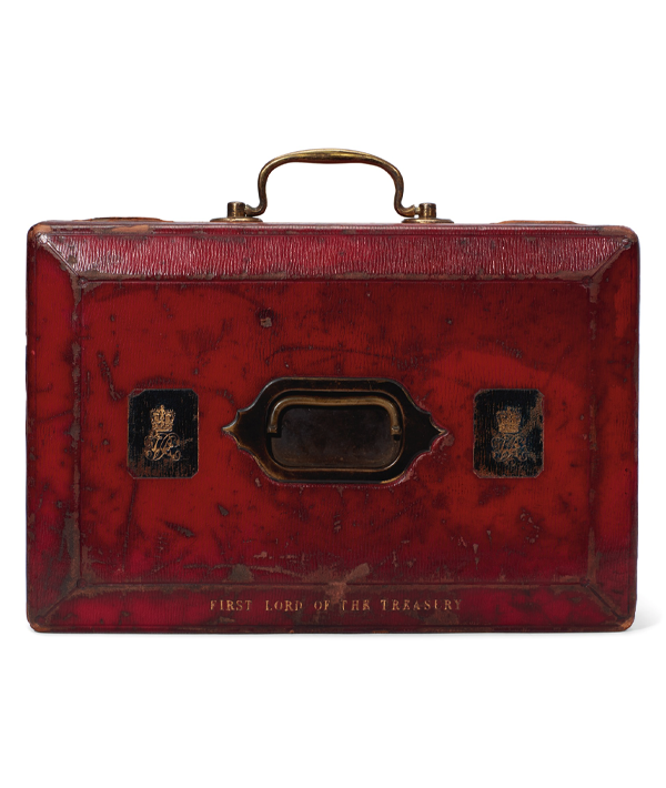 This box was used daily by a 19th century British Prime Minister to protect top secret official papers of state. It was constructed with a side handle, and a lock on the base, so it could be carried securely between Parliament and Downing Street.