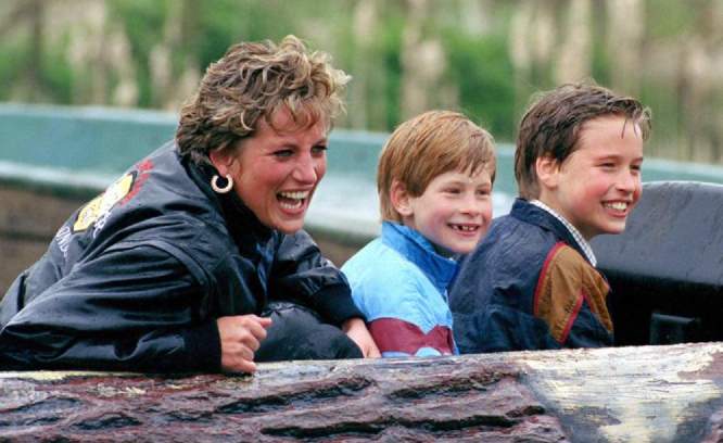 Princess Diana with Princes Harry and William as boys