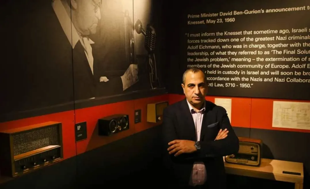 Ex-Mossad Lt. Colonel Avner Avraham at the Eichmann exhition