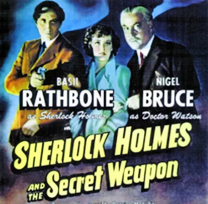 Basil Rathbone as Sherlock Holmes in a film poster