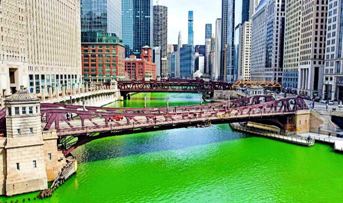 Chicago's green river for St. Patrick's Day