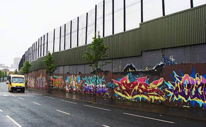 Northern Ireland peace wall, one of 100 that remain