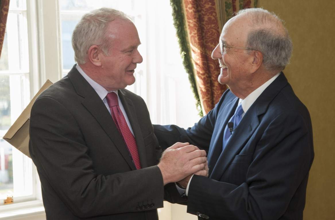 Sinn Fein’s Martin McGuinness and US Senator and negotiator George J. Mitchell