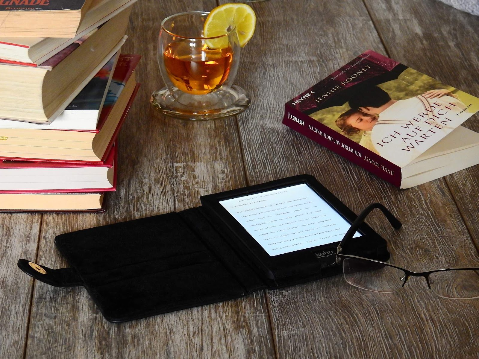 Kobo ebook reader on a table