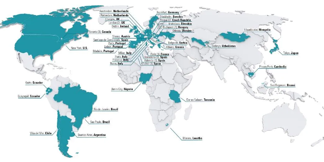 Map of global Chinese police stations