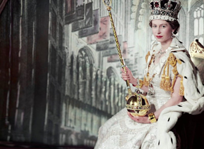 Queen Elizabeth II carries the Orb at her Coronation