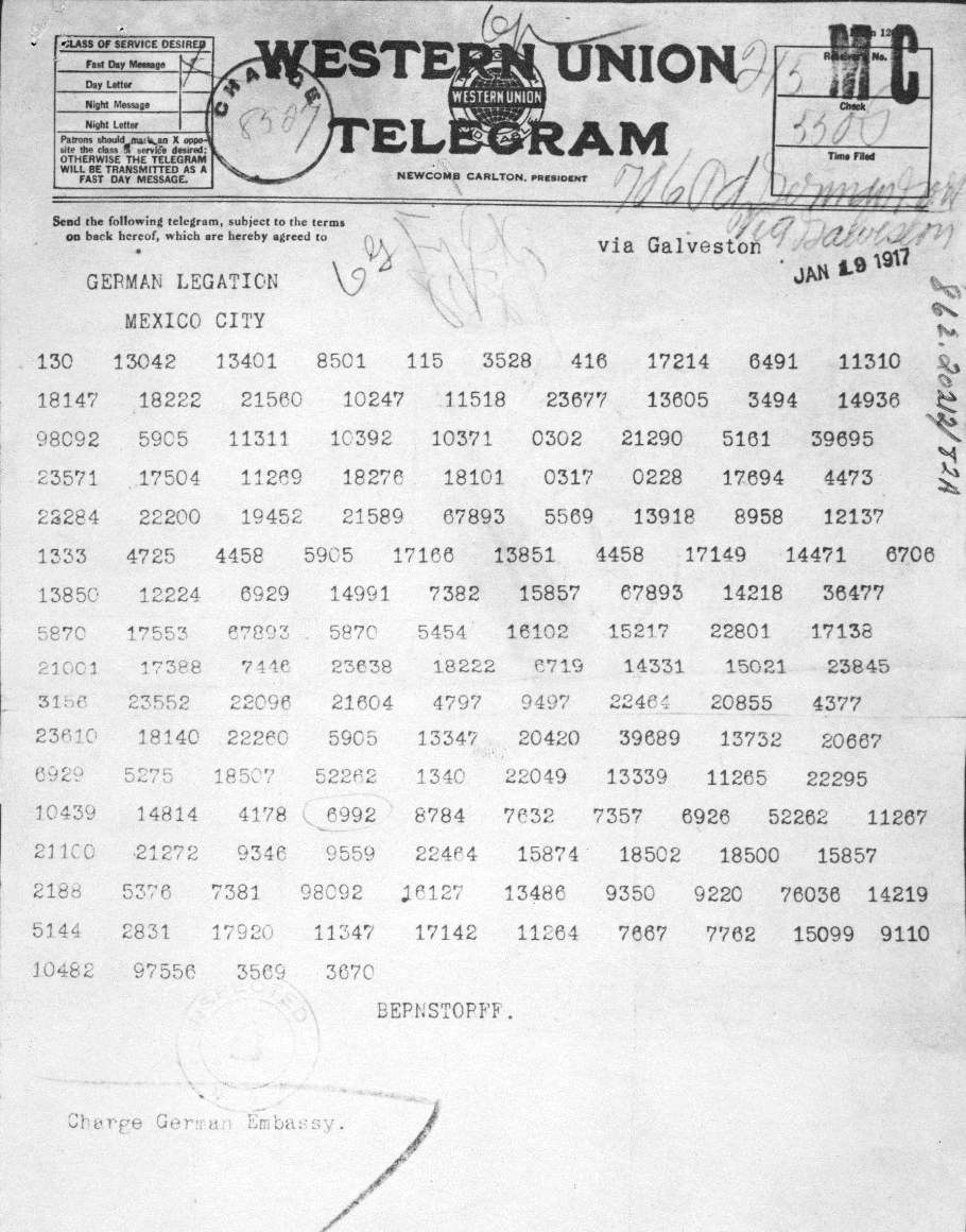 Zimmermann telegram from WW1