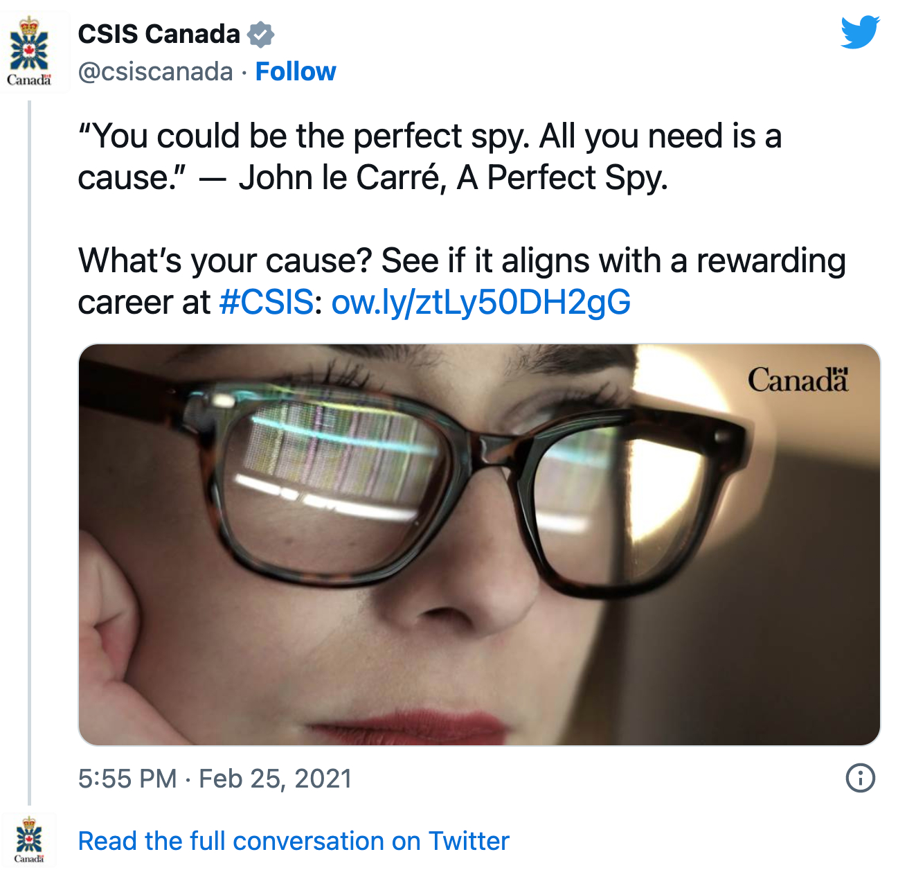 CSIS Canada spy agent tweet
