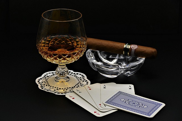 Cognac and poker cards