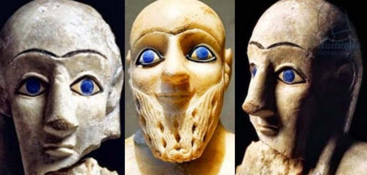 Sumerians used an enlarged eye to convey the sanctity of sculptures