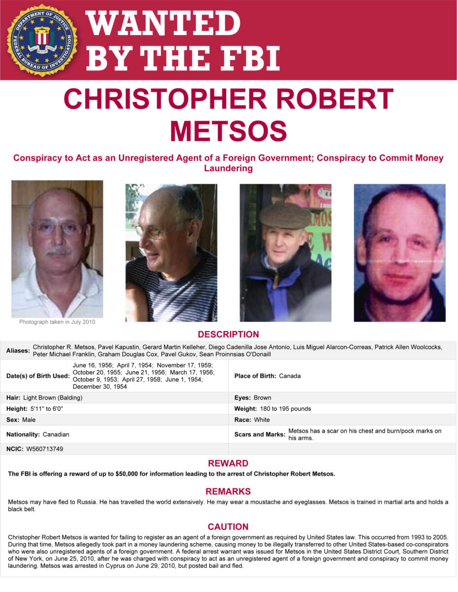 Robert Christopher Metsos, Russian spy